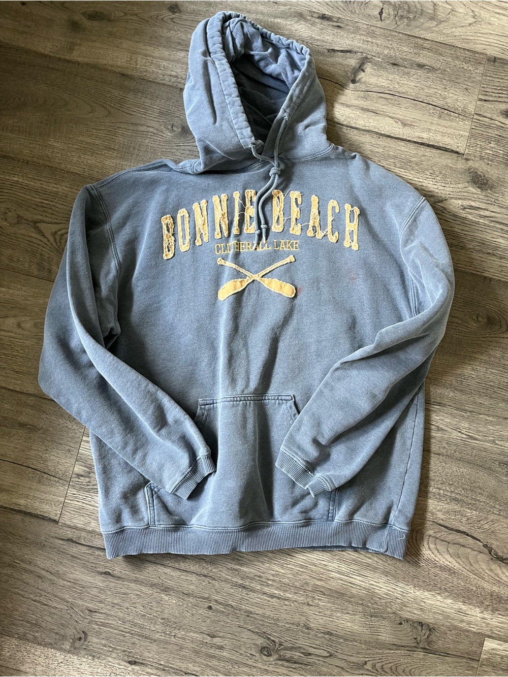 Bonnie Beach Blue Pullover Hoodie with Yellow Graphic